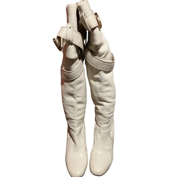 Chloé Boots Rare Wrap Strap Buckle Cream Leather Knee-High – size 39 - Picture 6 of 13